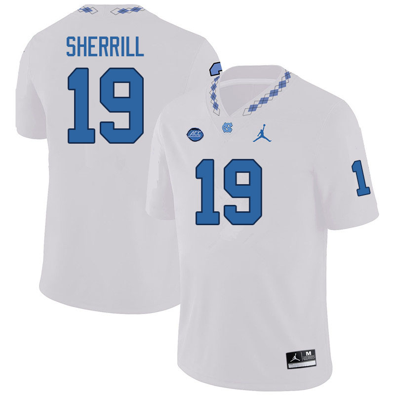 Men #19 Grady Sherrill North Carolina Tar Heels College Football Jerseys Sale-White - Click Image to Close